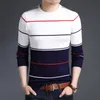 2018 nueva marca de moda suéter para hombre pullover rayas slim fit jumpers knitred lana de otoño estilo coreano ocasional ropa para hombres