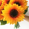 Artificial Sunflower Simulation Yellow Single Stem Silk Sunflower 30cm Long for Home Party Wall Decorations