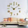 New arrival Quartz clocks fashion watches 3d real big wall clock rushed mirror sticker diy living room decor 1242529