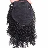 Acconciature coda di cavallo eleganti Clip in coda di cavallo con coulisse per capelli umani 1b Coda di cavallo riccia crespa con coulisse Afro sbuffi Code di cavallo ricci vergini 120g