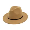 Fashion Vintage Ladies Wool Felt Mens Fedora Trilby Hat Simply Braided Rope Decorated Panama Flat Brim Jazz Formal Hats7804323