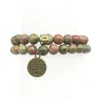 SN1275 Bracciale con ciondolo in bronzo albero della vita Buddha Set Bracciale Unakite design vintage Gioielli in pietra naturale di alta qualità289s