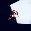 New design luxury rose gold ladies ring exquisite personality letter V inlaid zircon temperament female ring Valentine gift jewelry