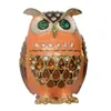 ヴィンテージの装飾Faberge Owl Bejeweled Trinket Box Rhinestone Crystal Jewelry Box Metal Home Decor Decor Decror Birthday Giffs Collectibles7065110