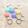 Söt regnbåge färg simulering mat godis lollipop nyckelring hängande väska hängsmycke smycken tillbehör grossist