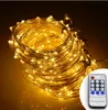 20M 200leds / 30M 300leds / 50M 500 LEDs Blanc Froid Guirlande Lumineuse Lumières De Noël Fil D'argent Télécommande + adaptateur secteur