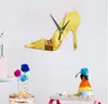 3D DIY moderne dreidimensionale Uhr Schlafzimmer Wanduhr Damen hochhackige Schuhe Silber Spiegel Wanduhr für Heimtextilien
