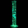 glow in the dark 14 straight silicone water pipe glass bong silicon bongs with glasses bowls shisha for dry herb