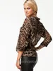 Mode femmes t-shirt Sexy imprimé léopard Blouse grande taille dames femme en mousseline de soie à manches longues Blouse décontracté hauts amples