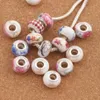 925 Silver Handmade Porcelan Ceramiczny Big Hole Koraliki 60 sztuk / partia Mix 14x9mm Fit Europejskiej Charms Bransoletki Biżuteria DIY