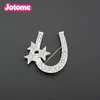 Lucky Stars Good Luck U Shape Brooches Western Cowboy Horseshoe Brooch Pin Clear Rhinestone