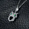 JewelryPalace Green Eyed Owl 0.2ct Nano Russian Simulated Emerald Pendant Necklace 925 Sterling Silver 45cm Box Chain