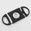 Pocket Portable Plastic Stainless Steel Double Blade Cigar Knife Scissors Tobacco Black Cutter Free Shipping LX3386