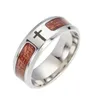 Acier inoxydable arbre de vie jésus croire croix anneau bois anneau bande anneaux femmes hommes mode bijoux cadeau 4 couleurs