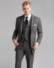 Custom Design High Quality Men's business suit Notched Lapel Dark Grey Groom Tuxedos Men Party Groomsmen Suits(Jacket+Pants+Tie+Vest)NO;265