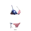 Nuove donne Sexy Bikini Set bandiere americane Stampare Slip a strisce rosse Bra Stars Bra Two Pezzi Swimsuit Independence Day Summer Beachwear.