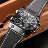 2018 Oulm Brand Watches Männer Armee Militärs Dual Time Movement Herren Leder Starp Quarz Armband Uhr Relogio Maskulino8452859