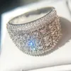 Yhamni Original Solid 925 Silver Rings Luxury Fashion Bridal Ringar för Kvinnor Micro CZ Zircon Bröllopskristall Smycken RA0146