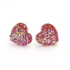 Fashion heart 12mm Resin Druzy Drusy Earrings Stainless Steel Earrings Handmade Stud for Women Jewelry