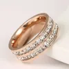 choucong Jewelry Width 8mm couple Band ring princess cut Diamond Stainless steel Party Engagement Wedding for Women men