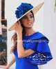 Sexy Royal Blue Compleet Cocktail Party -jurken 2019 Sheed Shath Short Sheeves Plus Size Tea Lengte Arabisch Afrikaans Satijn Formele avond PR6653625