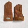 Haute qualité femmes en peau de mouton marque Designer fourrure cuir cinq doigts gants couleur unie hiver extérieur gants coupe-vent