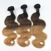 Пучки натуральных волос с омбре, бразильская объемная волна, плетение человеческих волос, двухцветный уток 1B, коричневый, блондированный, красный, синий, фиолетовый, перуанские, дешевые волосы с омбре, SIWG
