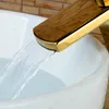 Freies Verschiffen neue ankunft wasserfall wasserhahn hohe kalte und heiße waschbecken wasserhahn gold becken wasserhahn, wasserhahn mischer