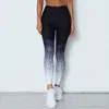 sexy High Waist Stretched Sport Pants Gym Polyester Running Tights Women Sports Leggings Fitness gradient color yoga tight