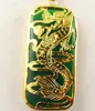 Wholesale Emerald Green Jade Dragon Long Yellow Gold Plated Pendant & Necklace