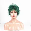 Curly Wig 6 Inch Short Wave Syntheic Hair Wig Green with Highlights Full wigs