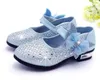 Fashion Girls Shoes Rhinestone Glitter Leather Shoes For Girls Spring Children Princess Shoes Pink Silver Golden