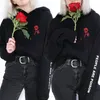 New Fashion Women's Black Hoodie People Are Poison Rose Long Sleeve Print Hoody Aesthetic Pale Pastel