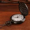 3 Colors Silver Gold Black Polish Pocket Watch Quartz Watches with chain Necklaces pendants Fashion Jewelry for Men Women Drop Shipping