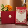 OEM Laser Cut Wedding Inbjudningar Gratis tryckkort R￶d ih￥lig personlig kinesisk br￶llopinbjudan #BW-I0034