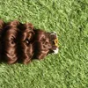 Human Tape In Hair Extensi 100g 2.5g/pc Double Sided Natural Human PU Hair Extensions Silky Curly Hair 33 Dark Auburn Brown