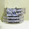 Victoria Fonkelende Paar Ringen Sieraden Sier Princess Cut 5a Clear Zirconia Cz Diamond Promise Wedding Bridal Ring Set Gift
