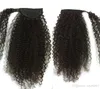 10a Naturlig Kinky Curly Human Hair Ponytail Hårstycke Wraps runt Natural Curly Panytail för svart Kvinnor African American Ponytail 160g
