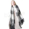 12Colors Kobiety Faux Wełniany Szalik Mesh Tassel Wrap Oversized Plaid Szal Szalik Zimowy Koc Moda Szaliki i Okładki GGA825