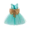 Robe princesse pour filles, tenue à paillettes, sans manches, avec nœud, pour fête d'anniversaire, Costume pour tout-petits, occasions, en dentelle, Tutu en maille, 9581409