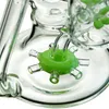 Doppelte Recycler-Öl-Dab-Rigs, lila und grüne Wasserpfeifen, Propeller-Percolater-Wasserpfeifen, 4 mm dicke große Glasbongs, 14-mm-Innengewinde mit Schüssel XL167