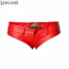 LOGAMI Sexy Short Shorts Womens Low Waist Mini PU Leather Shorts Feminino