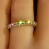 Märke kvinnor mode smycken full runda 4mm diamant s925 silver smycken engagemang bröllop band ring för kvinnor