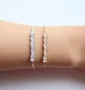 slider box chain simple bracelets geometric bar charm baguette cubic zirconia paved cz bar bracelet 100% 925 silver jewelry184Z