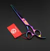 con paquete de cuero minorista Purple Dragon 3 PCS set 70quot Professional Hair Scissors Corte de cabello tijeras de tijera 6959796