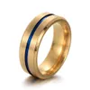 Groothandel nieuwe mode eenvoudige stijlvolle 8mm ring 6 kleuren titanium stalen ring groove ring heren ringen afgeschuinde rand ringen voor mannelijke gratis verzending
