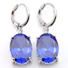 Moda Azul De Cristal Oval 6 Conjuntos Cubic Zirconia 925 Sterling Silver para Mulheres Pingentes Colar Brinco Conjuntos de Jóias de Casamento Grátis