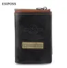 ESIPOSS Mode 100% Top Koe Lederen Mannen Portemonnee Korte Trifold Hasp Lederen Herentas met Coin Pocket Card Houder Bag