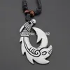 SENHUA Hawaiian Style Men Women's Imitation Bone Carving NZ Maori Fish Hook Charm NecklaceFishhook Pendant Gift MN258235G