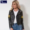 Vangull Läderjacka 2018 Vår Nya Kvinnor Zipper Moto Cool Street Wear Höst Vinterrock Kvinna Svart Faux Läderjackor